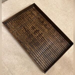 Vintage French Bamboo Tray with “tortoiseshell” color